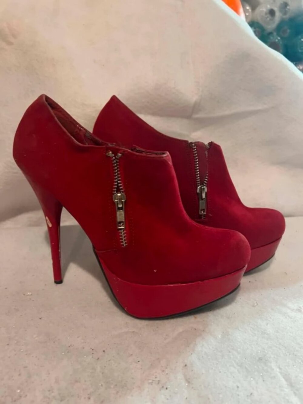 Rogue Red Suede Platform High-Heel Shooties